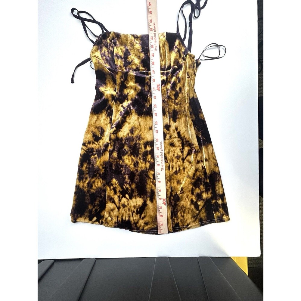 Urban Outfitters Mini Dress | Women's S | Gold Purple Tie Dye Velvet Strappy - Picture 3 of 10